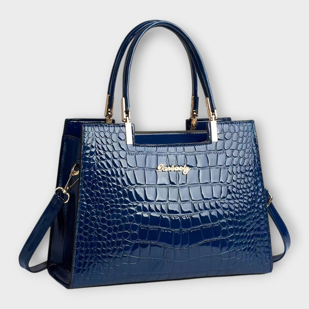 Olivia - Sac à main en cuir crocodile brillant