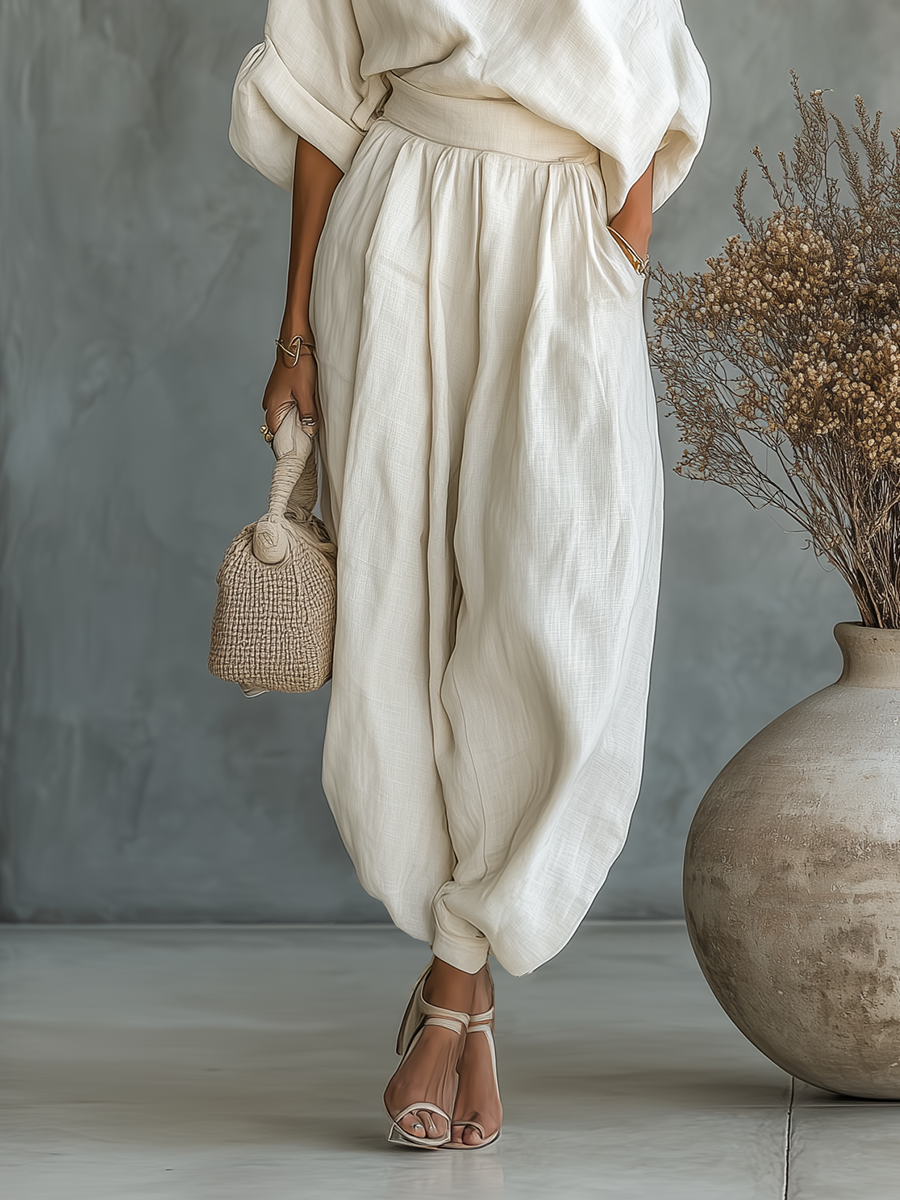 Ensemble en Lin Haut-Décollé Pantalon