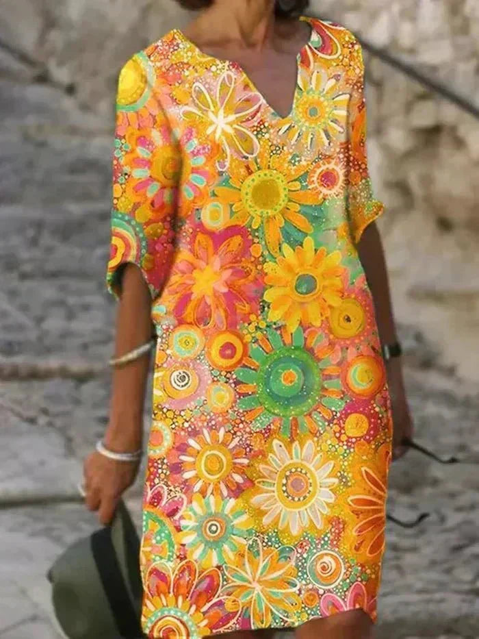 Angelique | Robe midi à fleurs vivante