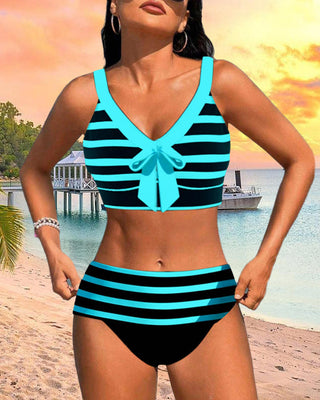 Laluna® | Bikini rayé taille haute