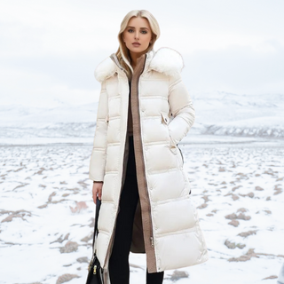 Jamaïque | Manteau d'hiver long avec capuche en fourrure