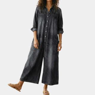 Diana | Combinaison vintage en denim coton doux lavé avec boutons