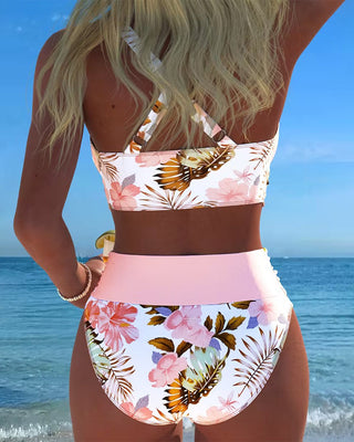 Jolina | Bikini à Fente Floral Contrasté