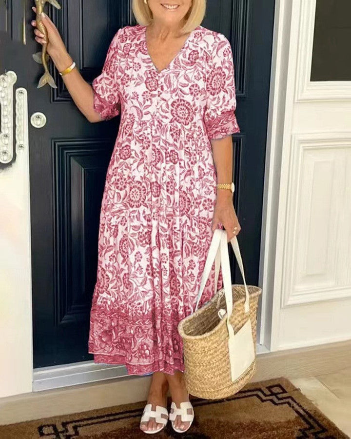 Keisha | Robe à motif floral avec décolleté en V élégant