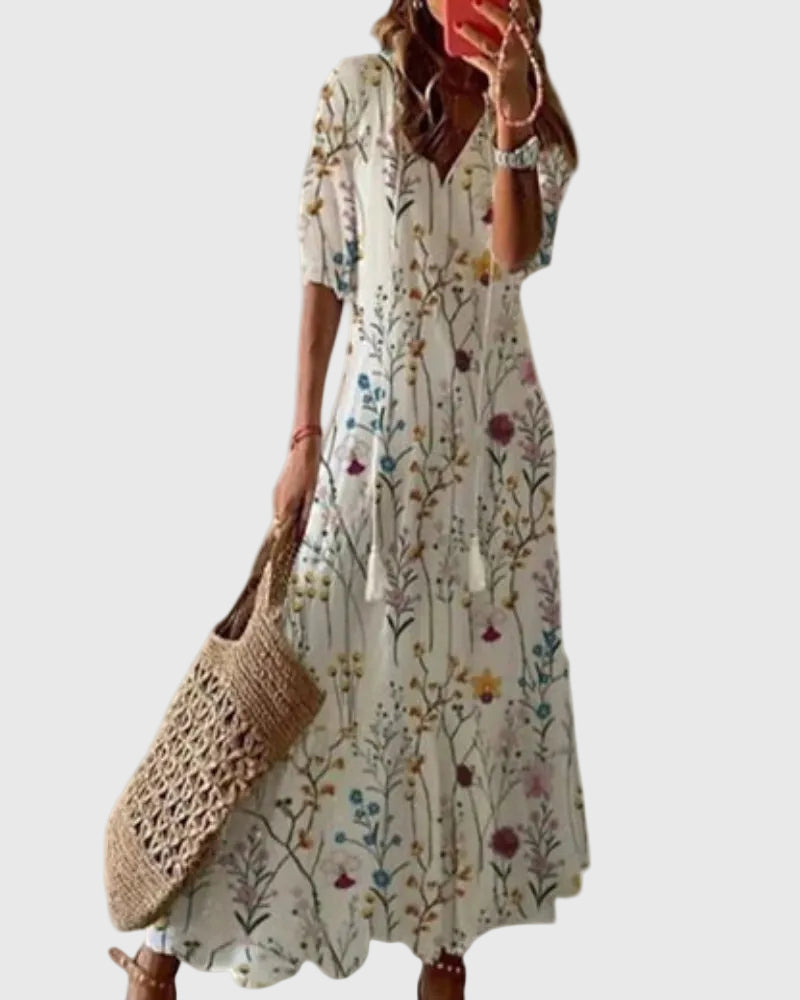 Amalia | Robe Maxikleid Vintage Boho d'Été