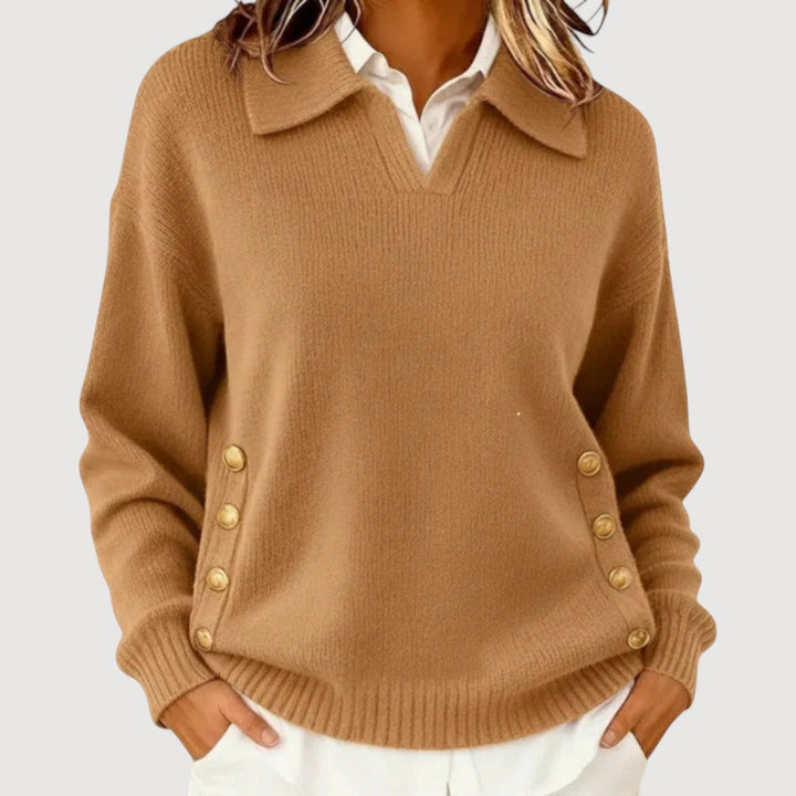 Marla | Pull en tricot avec décolleté en V et col