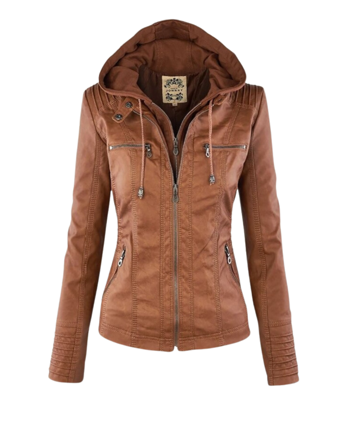 Corina | Veste en simili cuir avec capuche