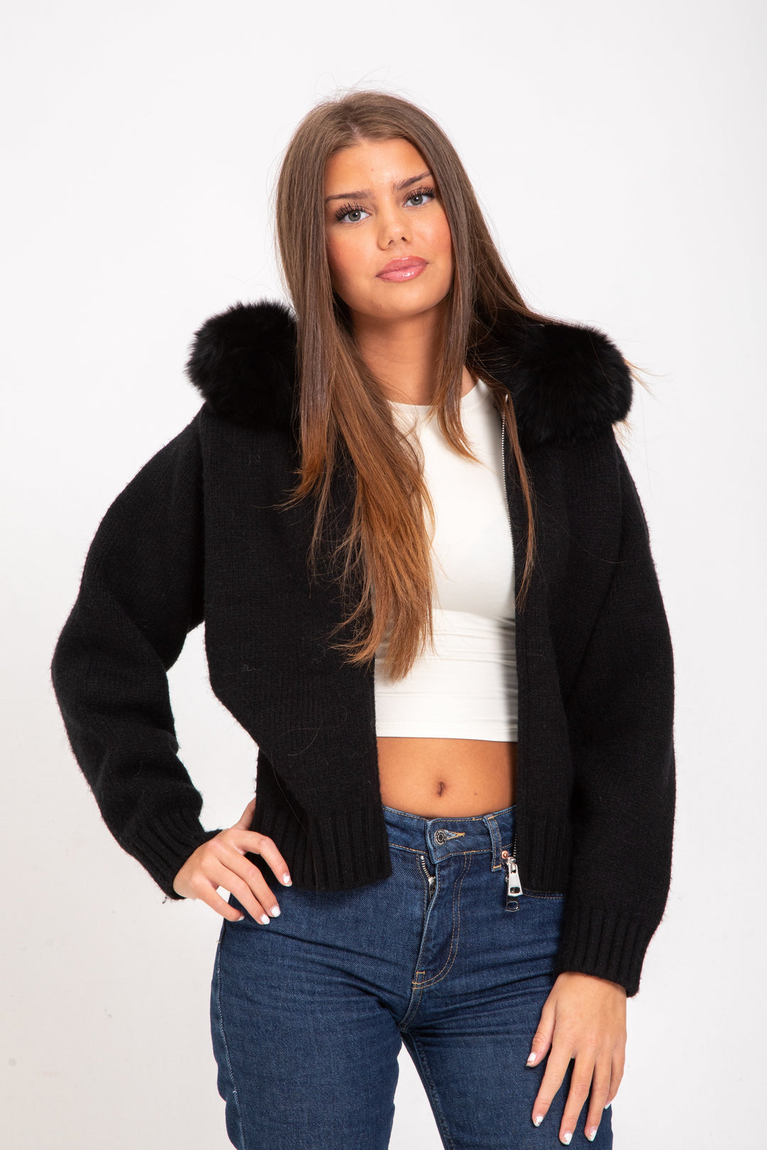 Alicia | Veste avec capuche en fausse fourrure