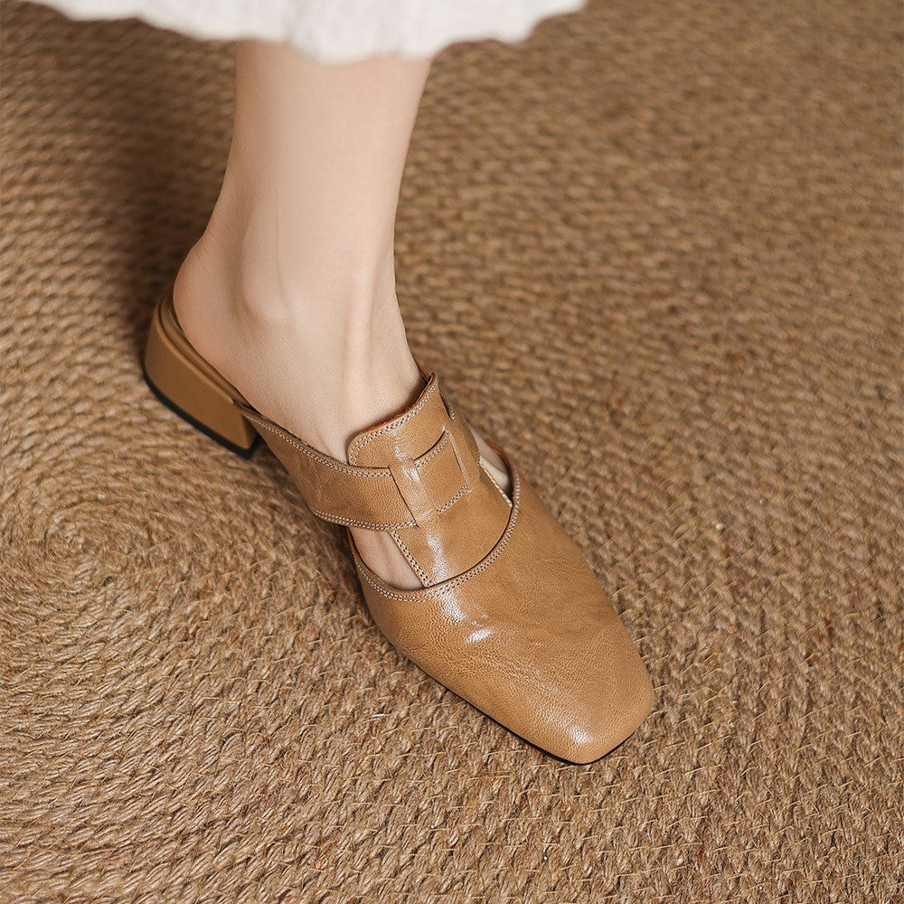 Mules en cuir Rosel avec bout carré