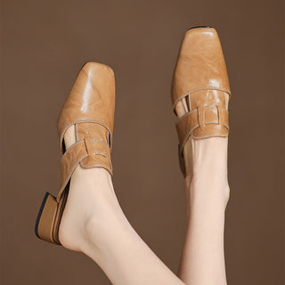 Mules en cuir Rosel avec bout carré