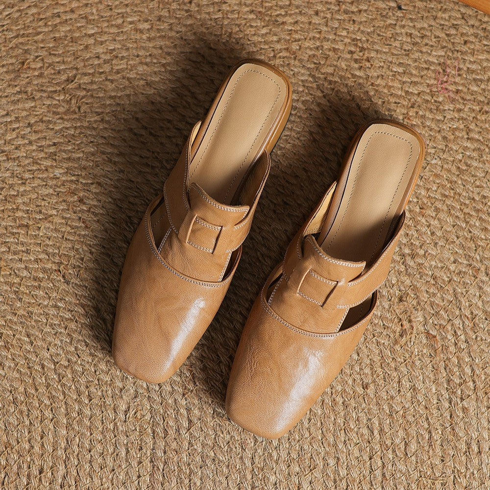 Mules en cuir Rosel avec bout carré