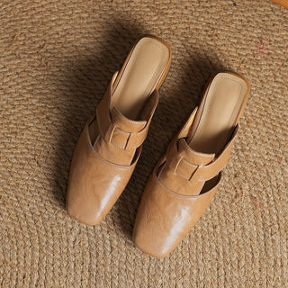 Mules en cuir Rosel avec bout carré