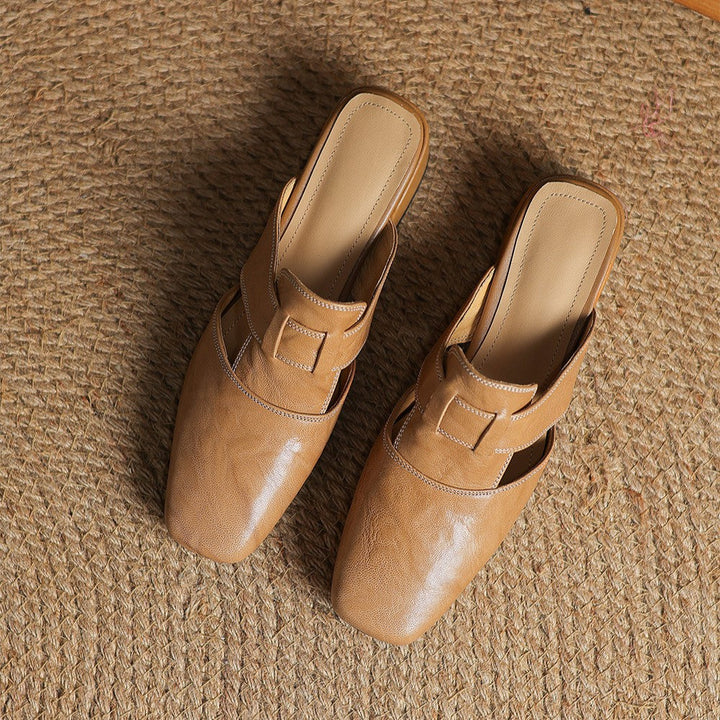 Mules en cuir Rosel avec bout carré
