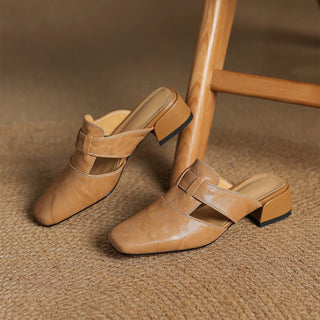 Mules en cuir Rosel avec bout carré