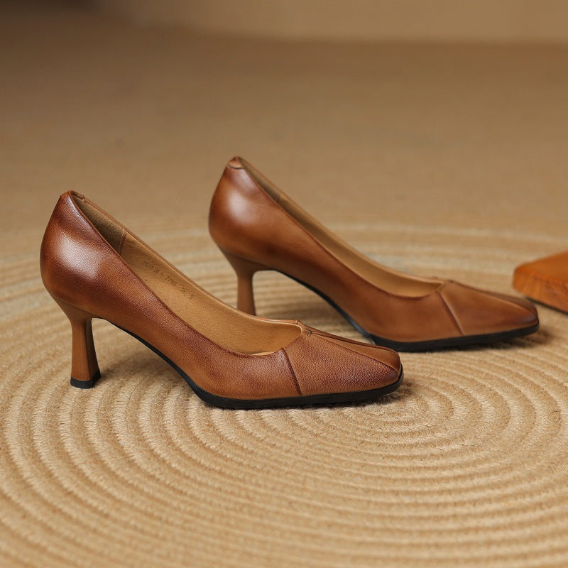 Marisol Pumps en cuir avec bout carré