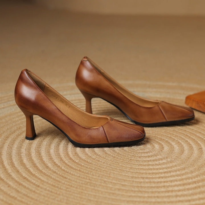 Marisol Pumps en cuir avec bout carré