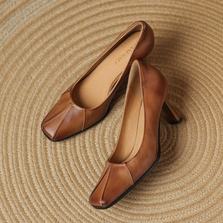 Marisol Pumps en cuir avec bout carré