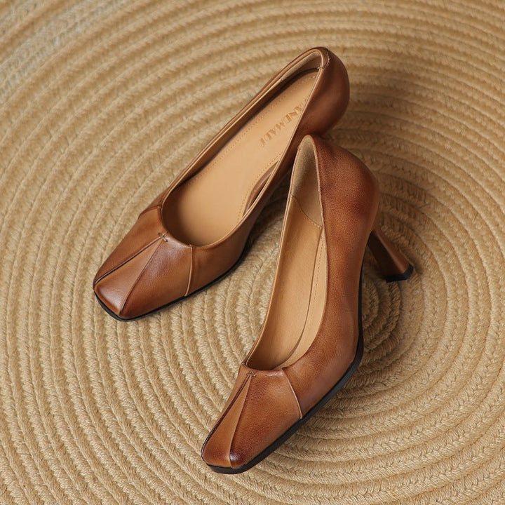 Marisol Pumps en cuir avec bout carré
