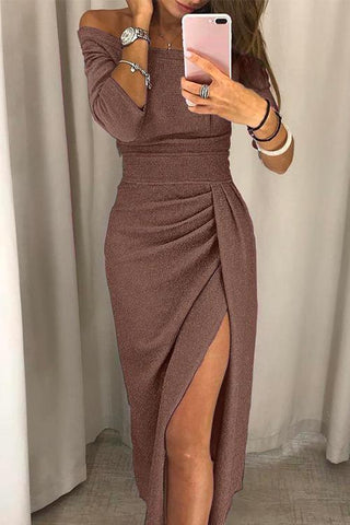 Adelai | Robe midi sans épaule avec fente