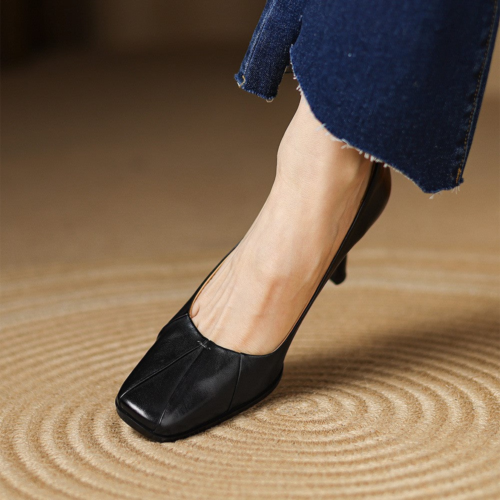 Marisol Pumps en cuir avec bout carré