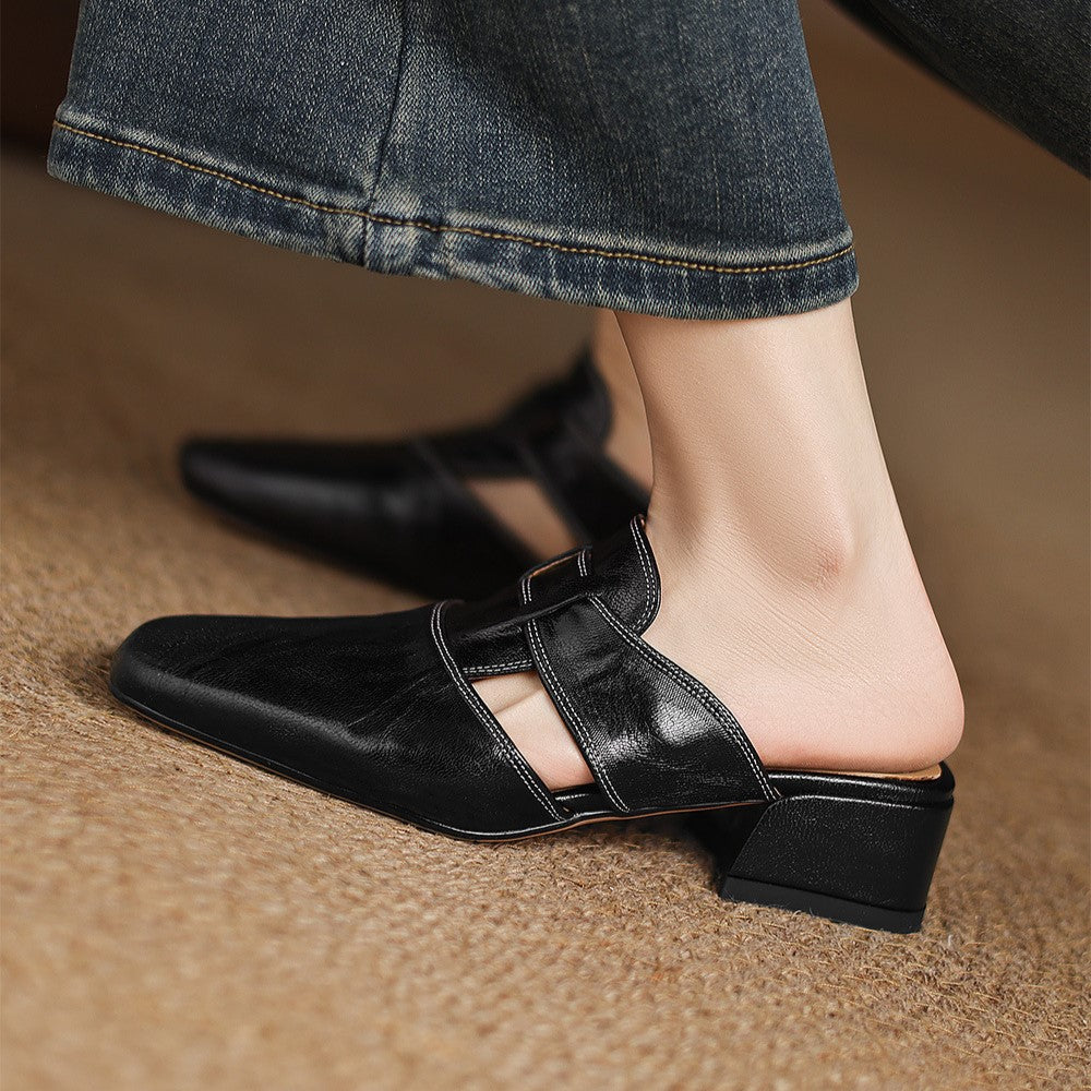 Mules en cuir Rosel avec bout carré