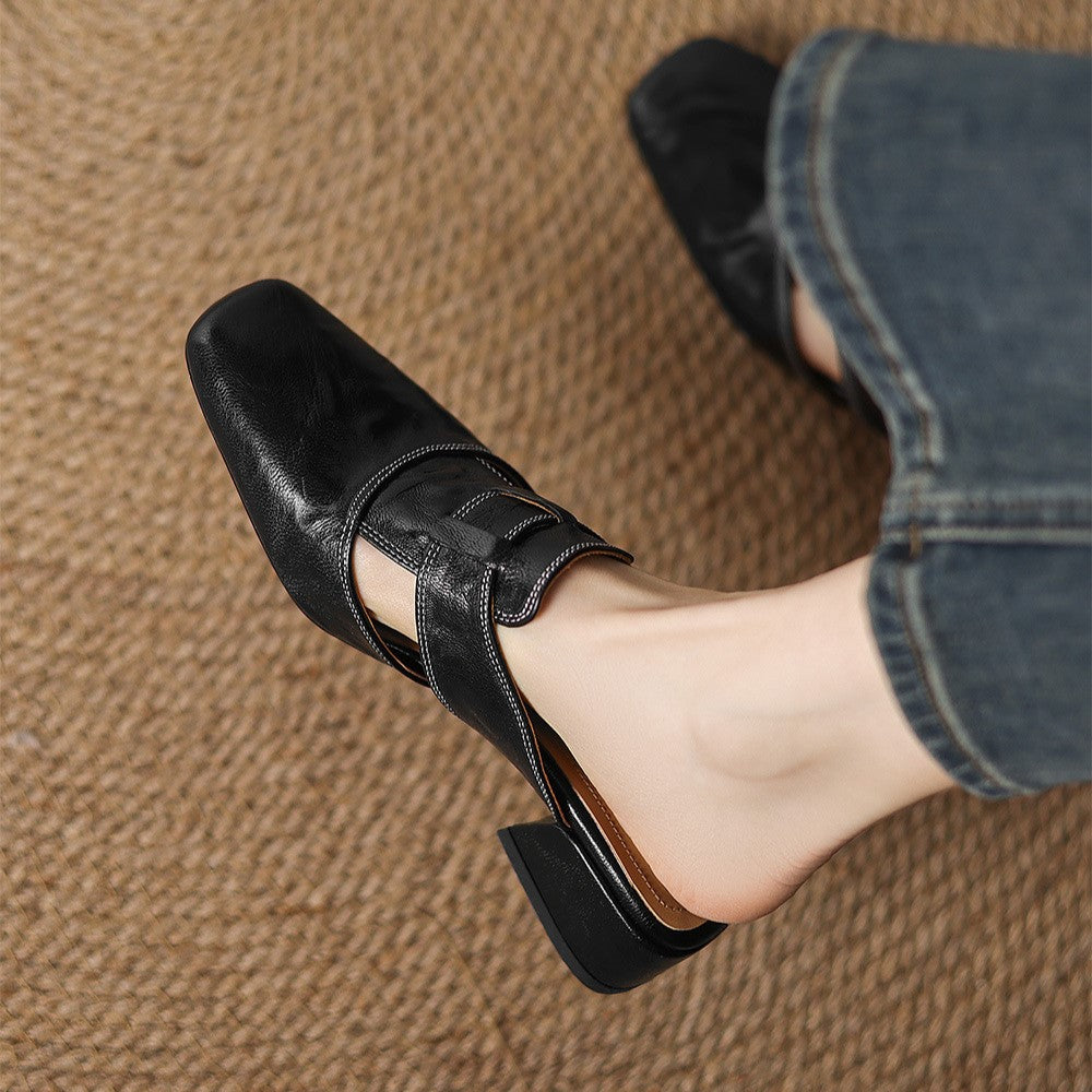 Mules en cuir Rosel avec bout carré