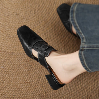 Mules en cuir Rosel avec bout carré