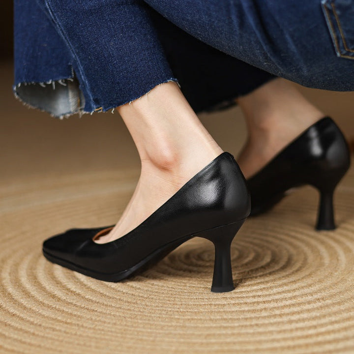 Marisol Pumps en cuir avec bout carré