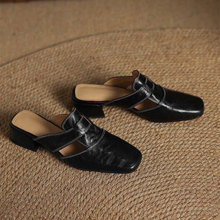 Mules en cuir Rosel avec bout carré