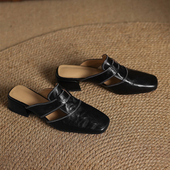 Mules en cuir Rosel avec bout carré