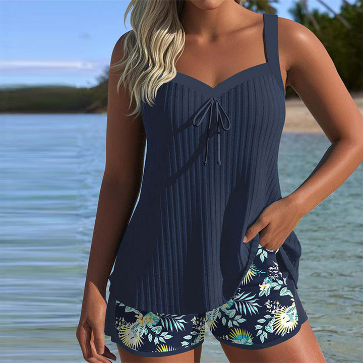 Laluna® | Tankini Rayé avec Short de Plage Deux Pièces
