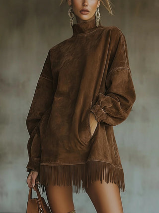 Muriel | Robe mini à manches longues avec franges
