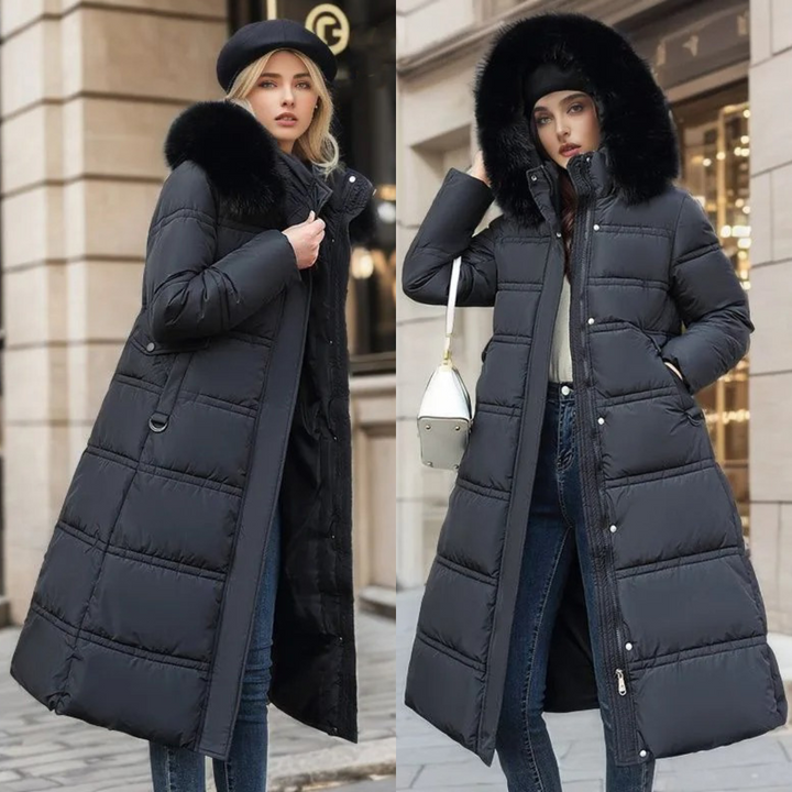 Jamaïque | Manteau d'hiver long avec capuche en fourrure