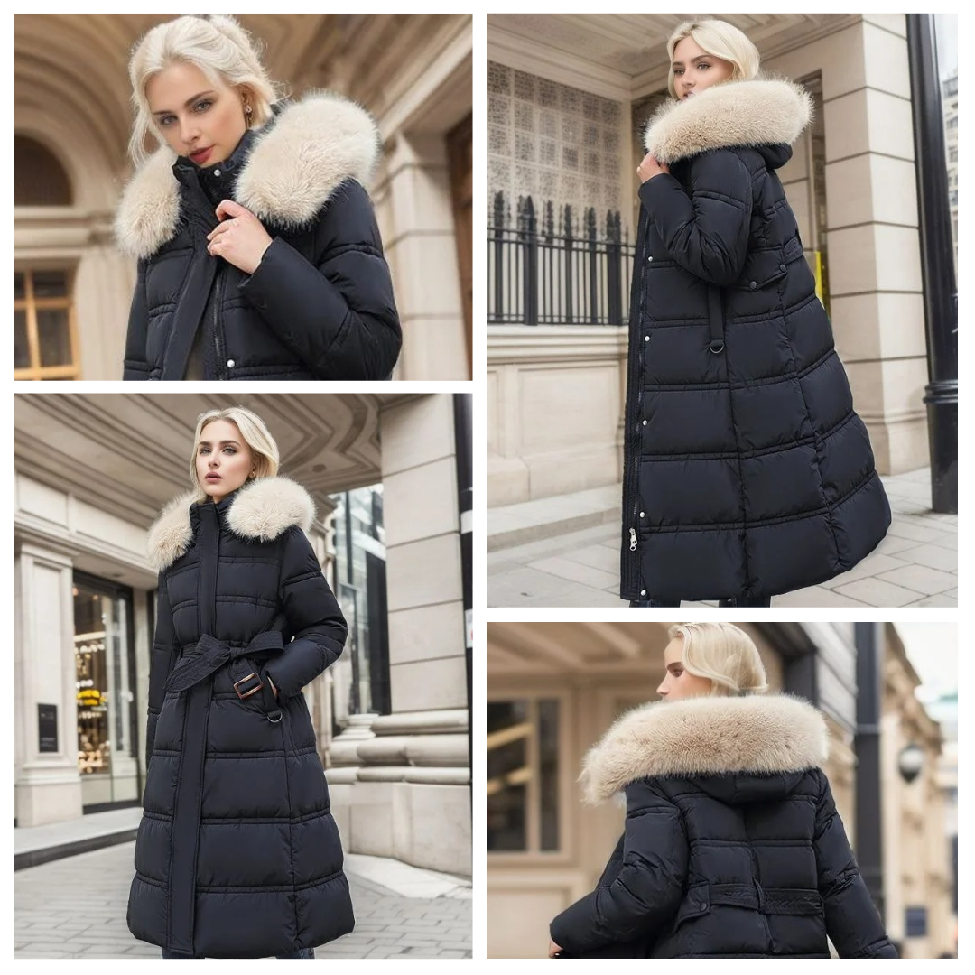Jamaïque | Manteau d'hiver long avec capuche en fourrure