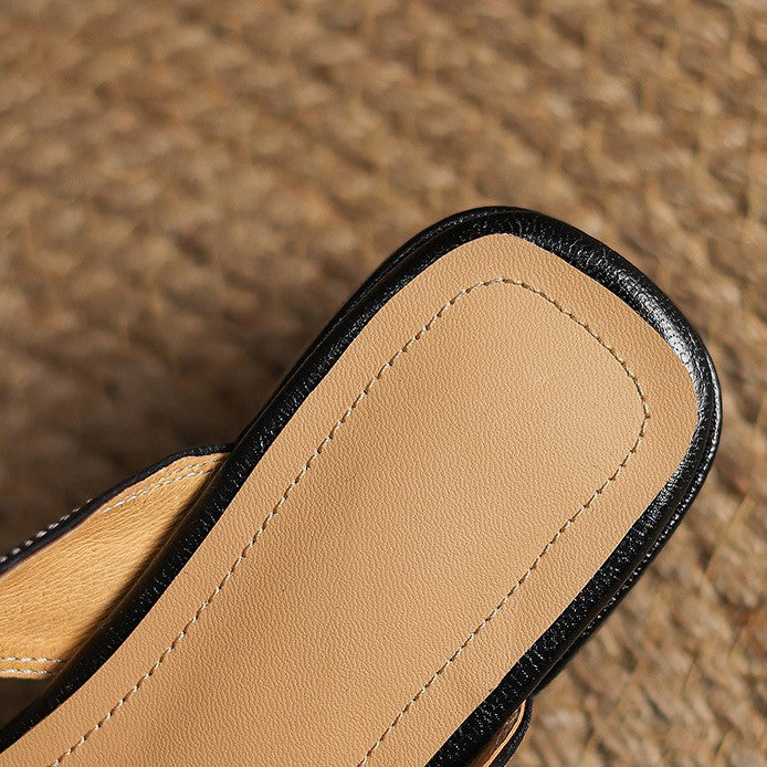 Mules en cuir Rosel avec bout carré