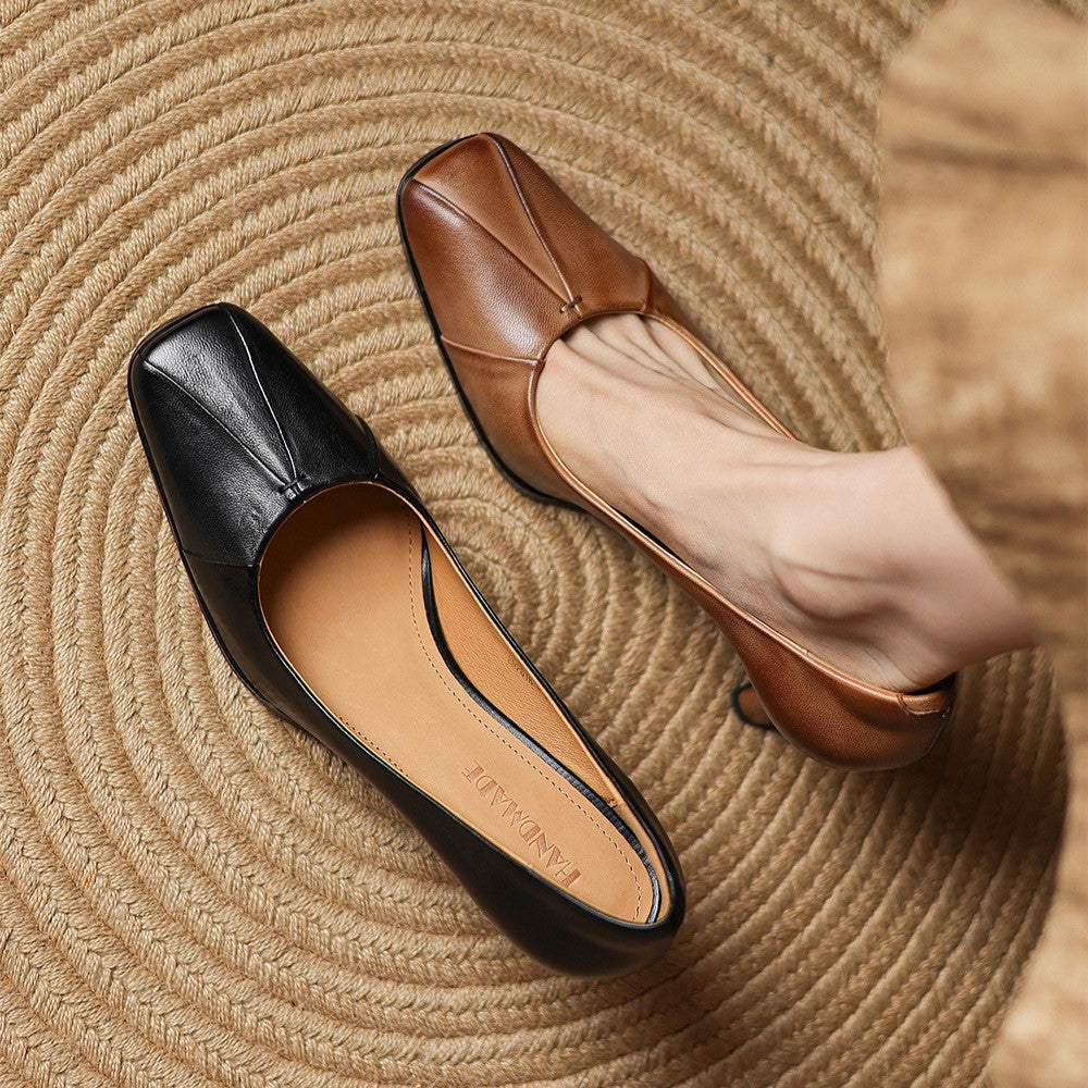 Marisol Pumps en cuir avec bout carré