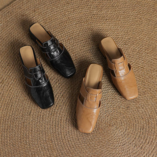 Mules en cuir Rosel avec bout carré