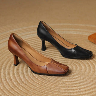 Marisol Pumps en cuir avec bout carré