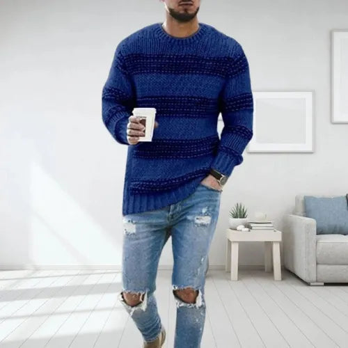 Zion | Pull en maille slim-fit avec design à rayures
