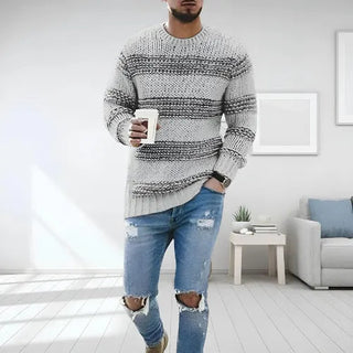 Zion | Pull en maille slim-fit avec design à rayures