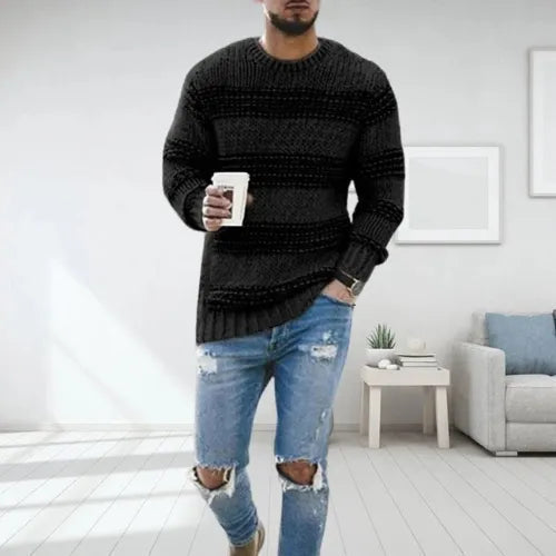 Zion | Pull en maille slim-fit avec design à rayures