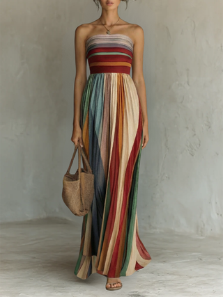 Robe longue colorée sans manches