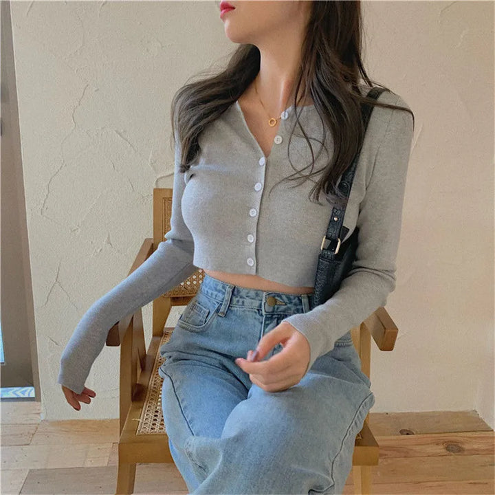 Erika | Pull Crop-Top avec Boutons