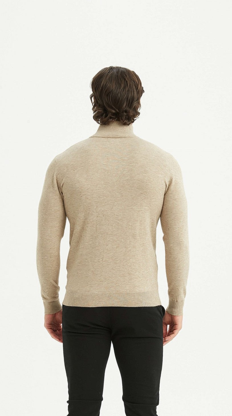 Malte | Pull beige avec demi-zip