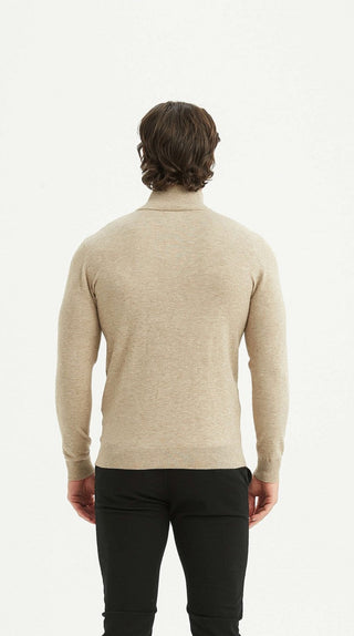 Malte | Pull beige avec demi-zip