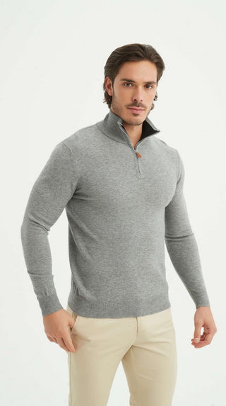Elliot | Pull gris avec demi-zip
