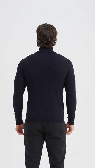 Isak | Sweat-shirt bleu marine avec demi-zip