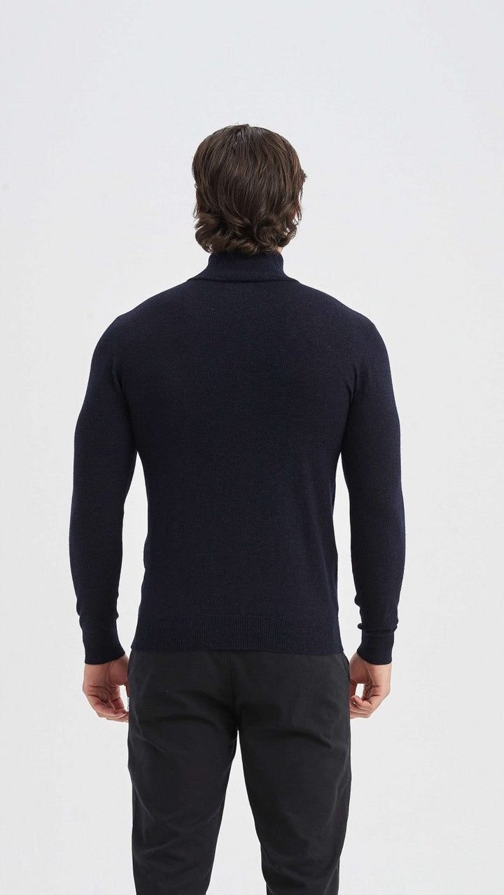 Isak | Sweat-shirt bleu marine avec demi-zip