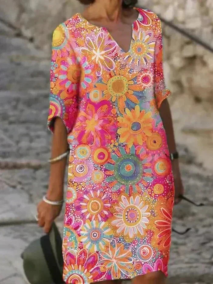 Angelique | Robe midi à fleurs vivante