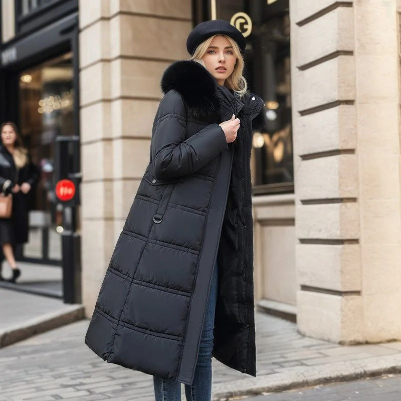 Jamaïque | Manteau d'hiver long avec capuche en fourrure